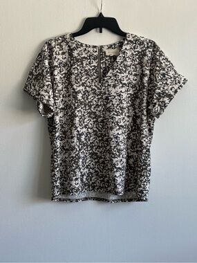 MELLODAY Abstract Print Short Sleeve Blouse